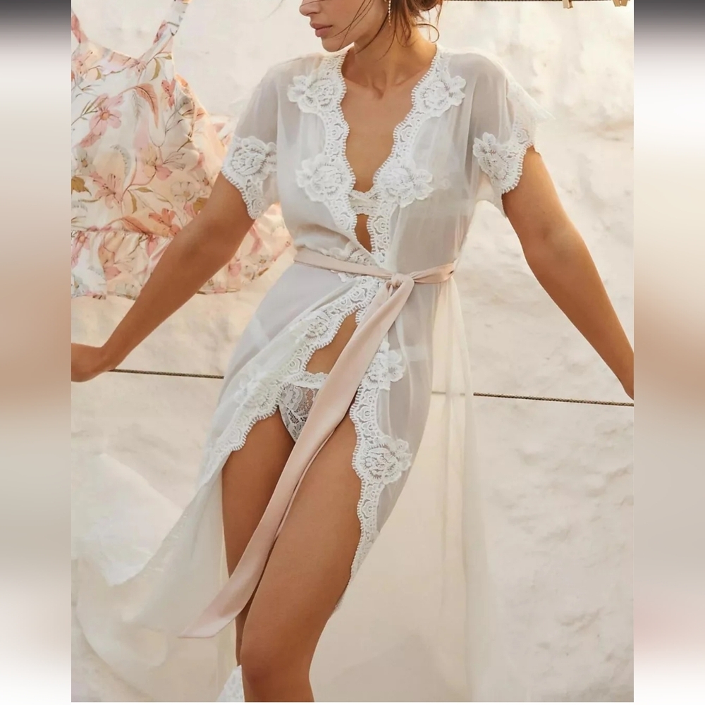 Homebodii Farrah Robe w/ Pink Belt -  XS